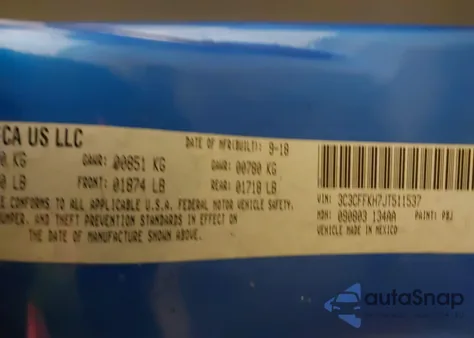 2018 Fiat 500 Pop z USA, uszkodzony, nr VIN 3C3CFFKH7JT511537